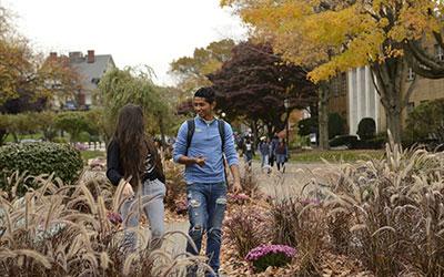 UB students walking on campus